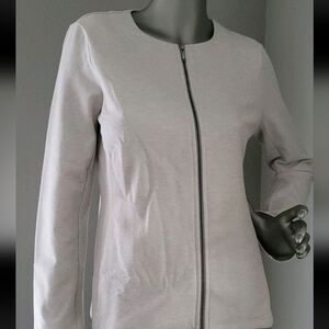 Eileen Fisher Maple Oat Round Neck Zip-up Office Jacket Size XXS